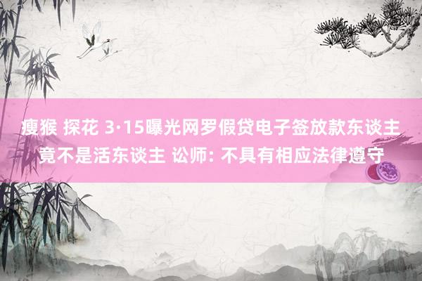 瘦猴 探花 3·15曝光网罗假贷电子签放款东谈主竟不是活东谈主 讼师: 不具有相应法律遵守