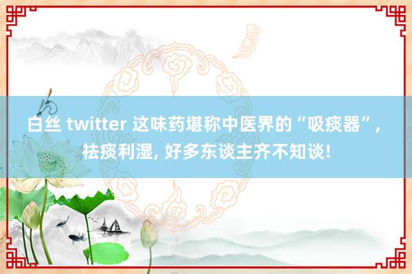白丝 twitter 这味药堪称中医界的“吸痰器”， 祛痰利湿， 好多东谈主齐不知谈!