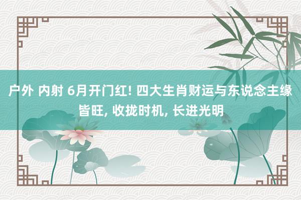 户外 内射 6月开门红! 四大生肖财运与东说念主缘皆旺， 收拢时机， 长进光明